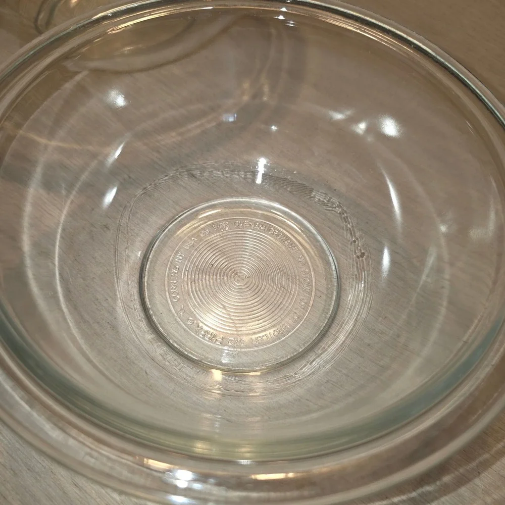 Vtg Pyrex Clear Glass Nesting Mixing Bowl Set 3 Piece 322 323 325 1L 1.5L 2.5L